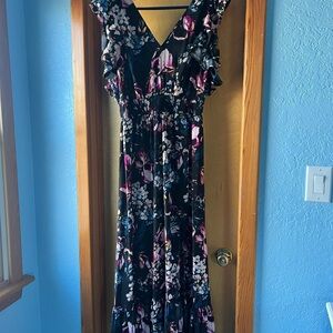 Express Black and Purple Floral Maxi Dress